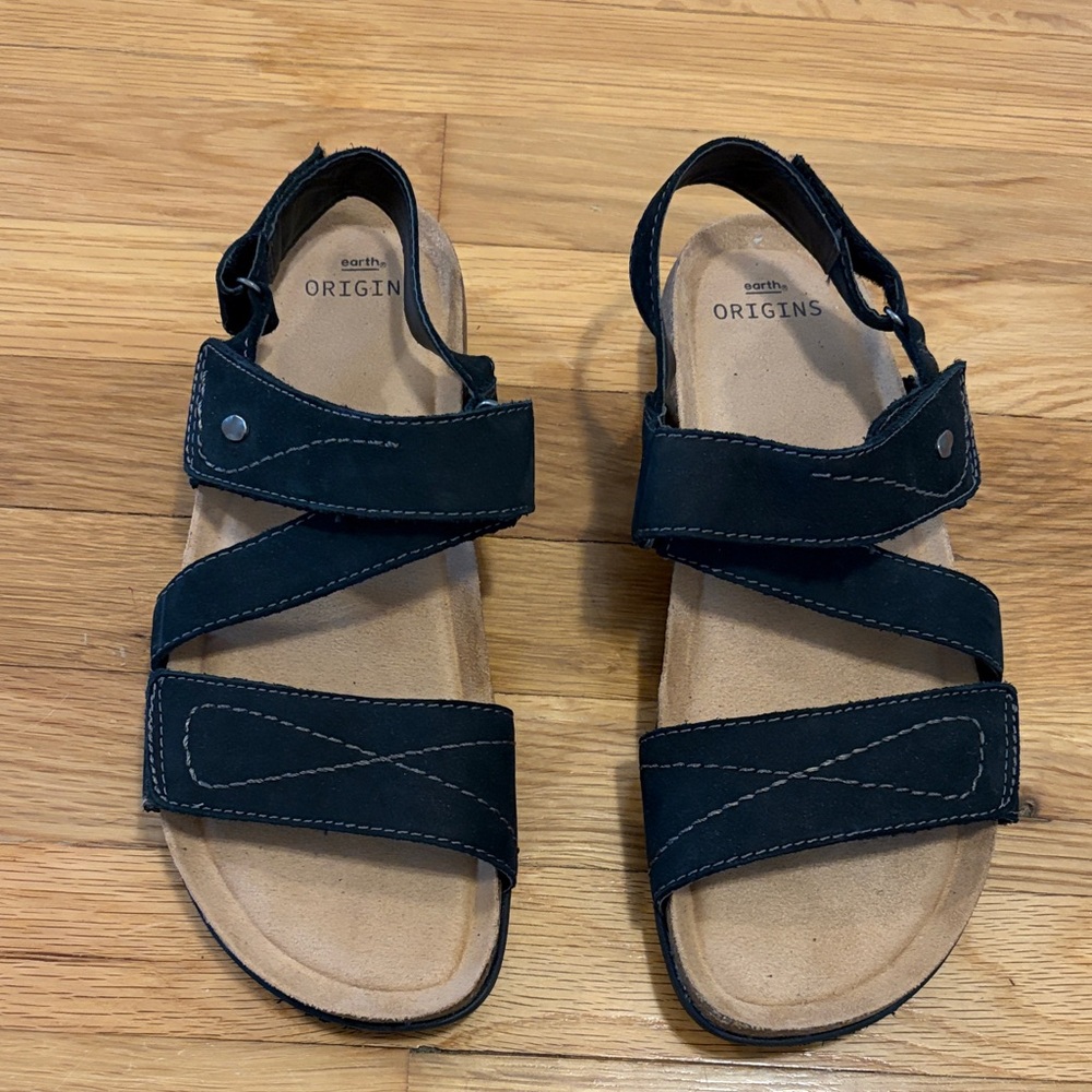 Earth Origins Black Strappy Women's Comfort Sandals